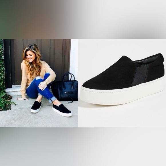 Vince 100% Genuine Leather Suede Black Warren loafers Slip On Sneaker Sz 6.5 - Picture 1 of 8